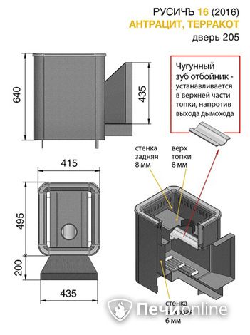 Дровяные печи-каменки Везувий Русичъ Антрацит 16 (205) 2016 в Вологде