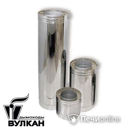 Дымоход Вулкан Труба двустенная DTH 1.0м 115х315 Н+Н изоляция 100 мм по воде в Вологде