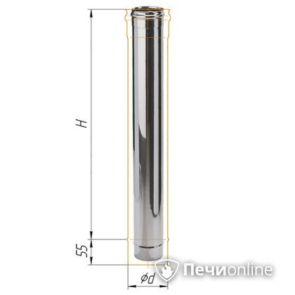 Дымоход Феррум Дымоход нержавейка 08 d-115 L=1м в Вологде
