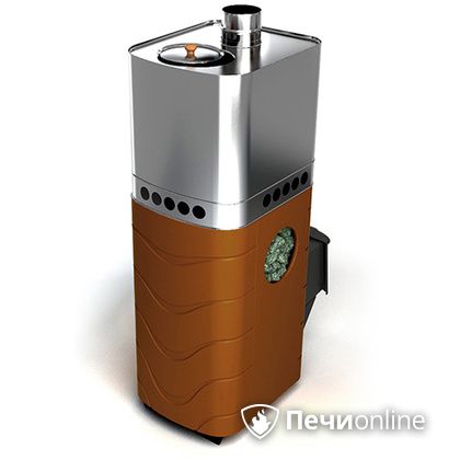 Дровяная банная печь TMF Бирюса 2013 Carbon терракота с закрытой каменкой в Вологде