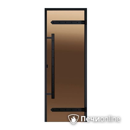 Дверь для бани Harvia Стеклянная дверь для сауны LEGEND 7/19 черная коробка сосна бронза  D71901МL в Вологде